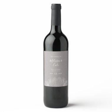 Rustic Winter | Grey Wedding Wine Label