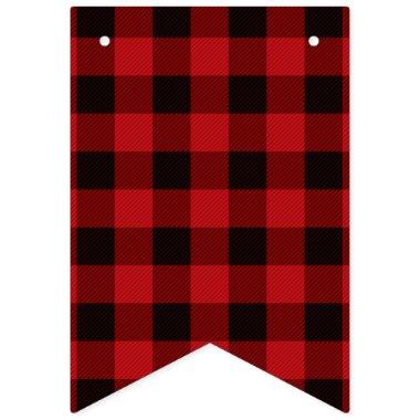 rustic winter lumberjack red buffalo plaid party bunting flags