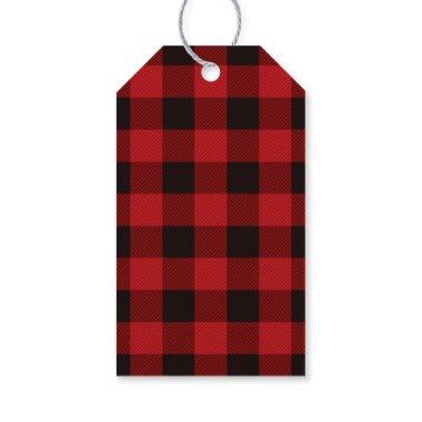 rustic winter lumberjack red buffalo plaid party gift tags