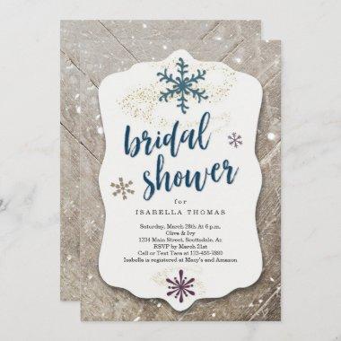 Rustic Winter Snow Bridal Shower Invitations