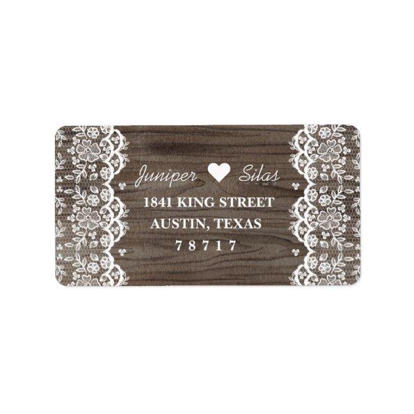 Rustic Wood and Lace Return Address Label