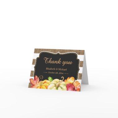 Rustic Wood Autumn Pumpkin Leaves Thank You