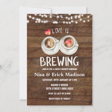 Rustic Wood Beer Bridal Shower Love is Brewing Inv Invitations