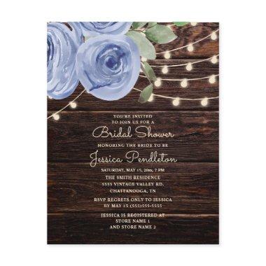 Rustic Wood Blue Floral String Light