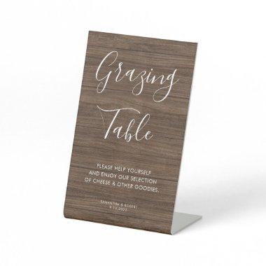 Rustic Wood Board Script Grazing Table Wedding Pedestal Sign