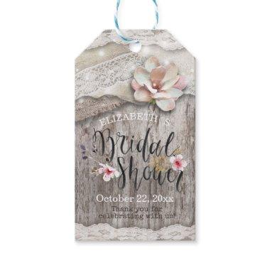 Rustic Wood Burlap Lace String Light  Gift Tags