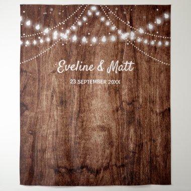 Rustic Wood country boho string lights wedding Tapestry