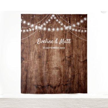 Rustic Wood country boho string lights wedding Tapestry