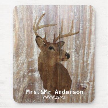 rustic wood deer the hunt is over mr and mrs mouse pad