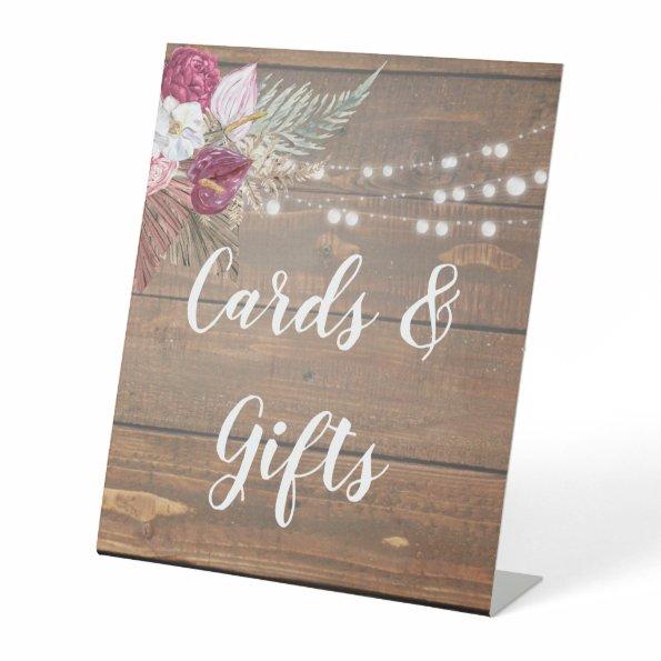 Rustic Wood Floral Bridal Shower Invitations & Gifts Ped Pedestal Sign