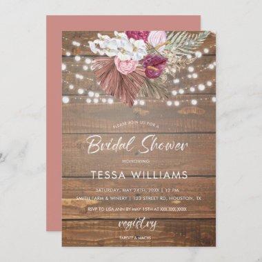 Rustic Wood Floral Bridal Shower Invitations