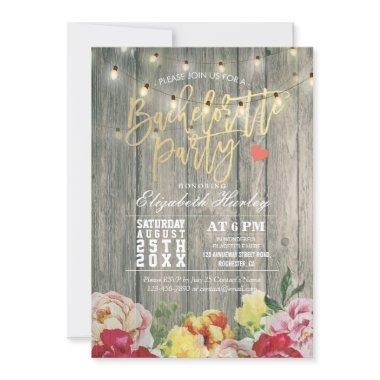 Rustic Wood Floral String Light Bachelorette Party