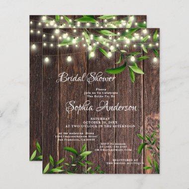 Rustic Wood & Greenery Bridal Shower Invitations