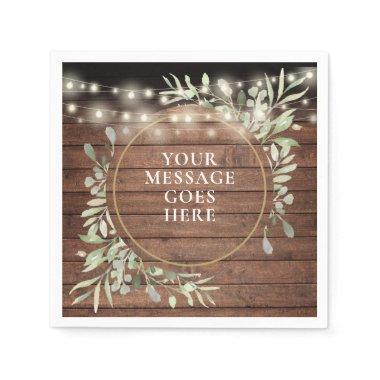 Rustic Wood Greenery Foliage String Lights Napkins