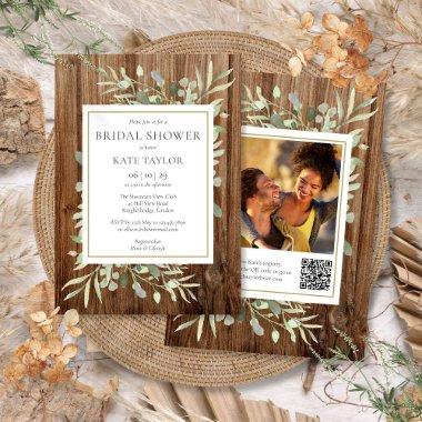 Rustic Wood Greenery QR Code Photo