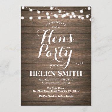 Rustic Wood Hens Party Invitation Invitations