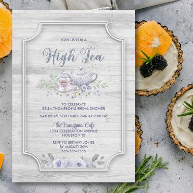 Rustic Wood High Tea Bridal Shower Invitations