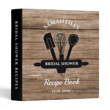 Rustic Wood Kitchen Bridal Shower Recipe Book 3 Ring Binder