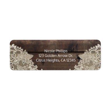 Rustic Wood & Lace Barn Wedding Party Invitations Label