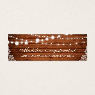 Rustic Wood Lace Bridal Shower Registry Insert