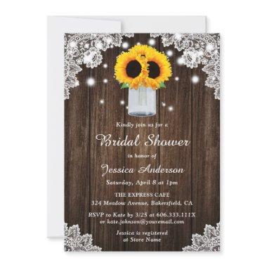 Rustic Wood Lace Mason Jar Sunflower