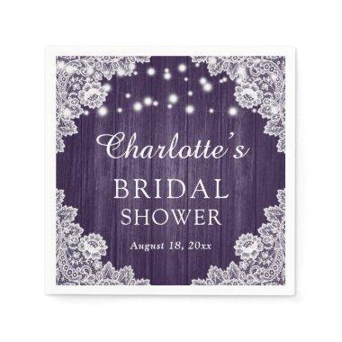 Rustic Wood Lace Purple  Napkins