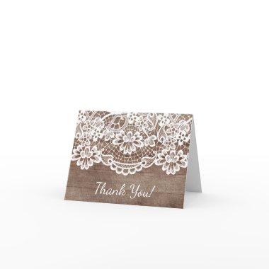 Rustic Wood Lace Thank You Note