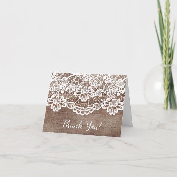 Rustic Wood Lace Thank You Note