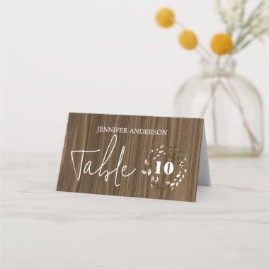 Rustic Wood Leaf Wreath Wedding Table Cards