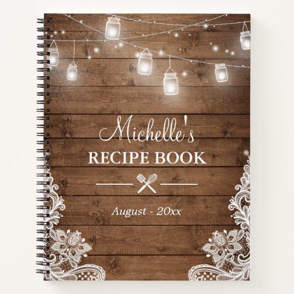 Rustic Wood Look String Lights Lace Recipe Book