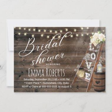 Rustic Wood Love Ladder Wine Barrel Bridal Shower Invitations