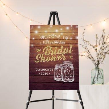 Rustic Wood Mason Jar Lights Bridal Shower Welcome Foam Board