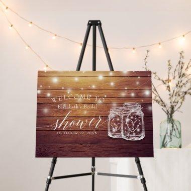 Rustic Wood Mason Jar Lights Bridal Shower Welcome Foam Board