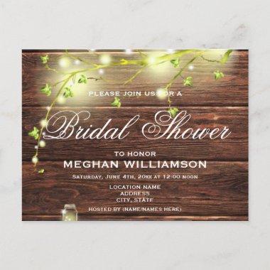 Rustic Wood Mason Lights Bridal Shower Invitation PostInvitations