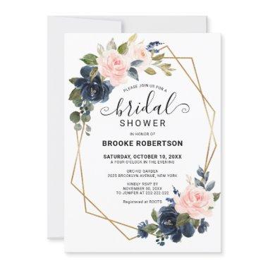 Rustic Wood Navy Blush Geometric