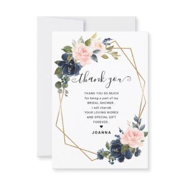 Rustic Wood Navy Blush Geometric  Thank You