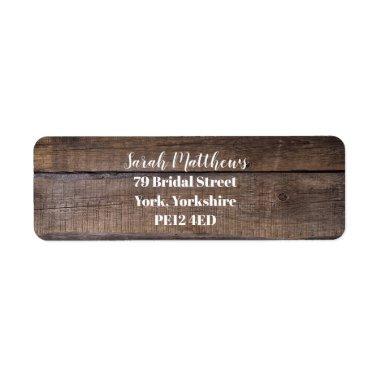 Rustic Wood Oak Bridal Shower Custom Return Label