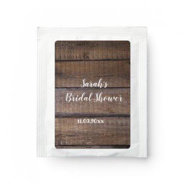 Rustic Wood Oak Bridal Shower Favors Custom Tea Bag Drink Mix
