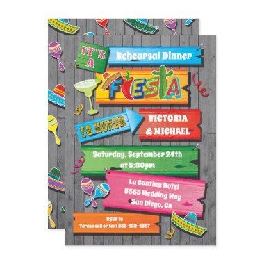 Rustic Wood Planks Mexican Fiesta Party Invitations