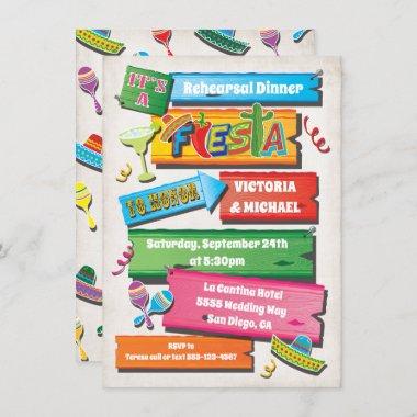 Rustic Wood Planks Mexican Fiesta Party Invitations