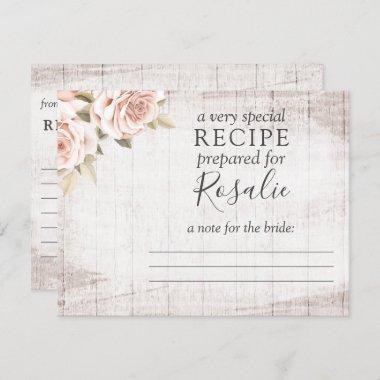 Rustic Wood Romantic Roses Recipe Invitations For Bride