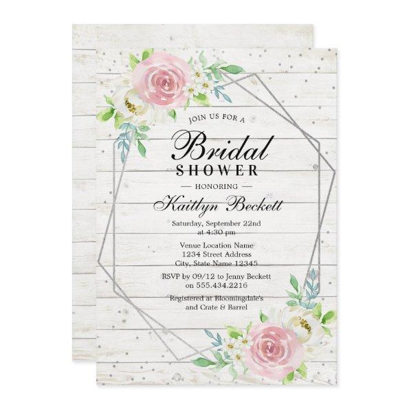 Rustic Wood Silver Foil Floral