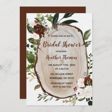Rustic Wood Slice Bridal Shower Invitations