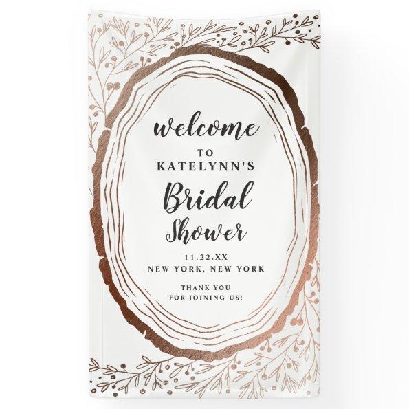 Rustic Wood Slice Copper Bridal Shower Welcome Banner