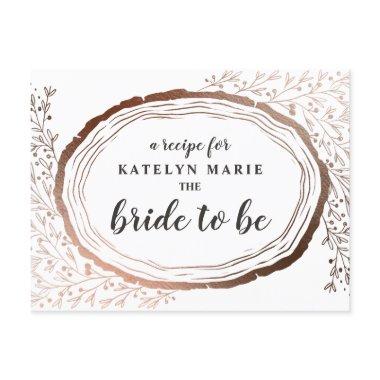 Rustic Wood Slice Copper Bride to Be Recipe Invitations