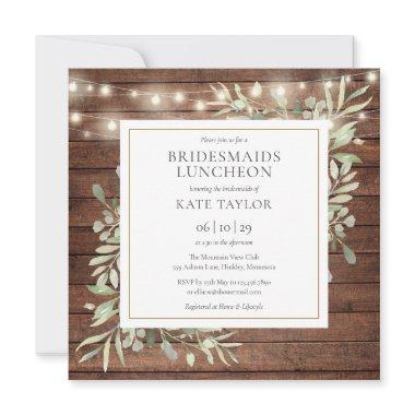 Rustic Wood String Lights Bridesmaids Luncheon
