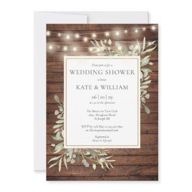 Rustic Wood String Lights Greenery Wedding Shower