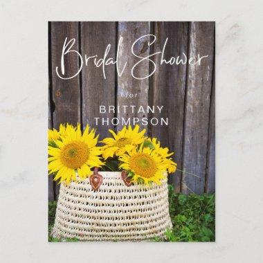Rustic Wood Sunflower Basket Bridal Shower Invitation PostInvitations
