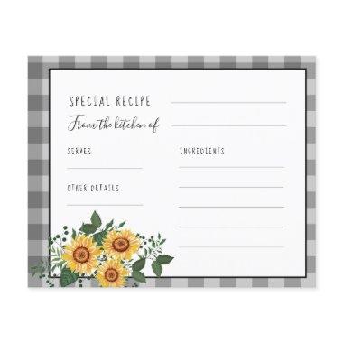 Rustic wood sunflower bridal shower recipe Invitations