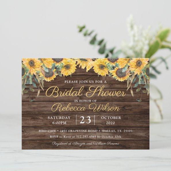 Rustic Wood Sunflower Country Barn Bridal Shower Invitations